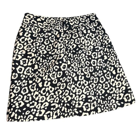 Loft Leopard Print Mini Skirt Womens Size 2 Black & Tan Cotton Blend - Picture 2 of 3